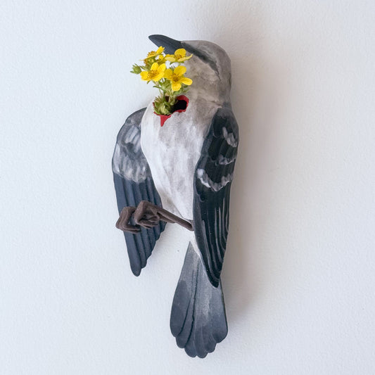 Northern Mockingbird Wall Bud-Vase
