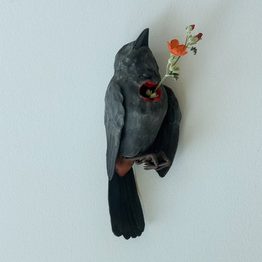 Gray Catbird Wall Bud-Vase