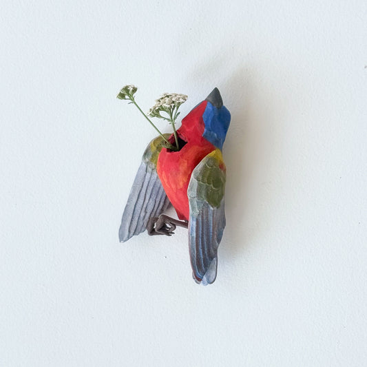 Painted Bunting Wall Bud-Vase