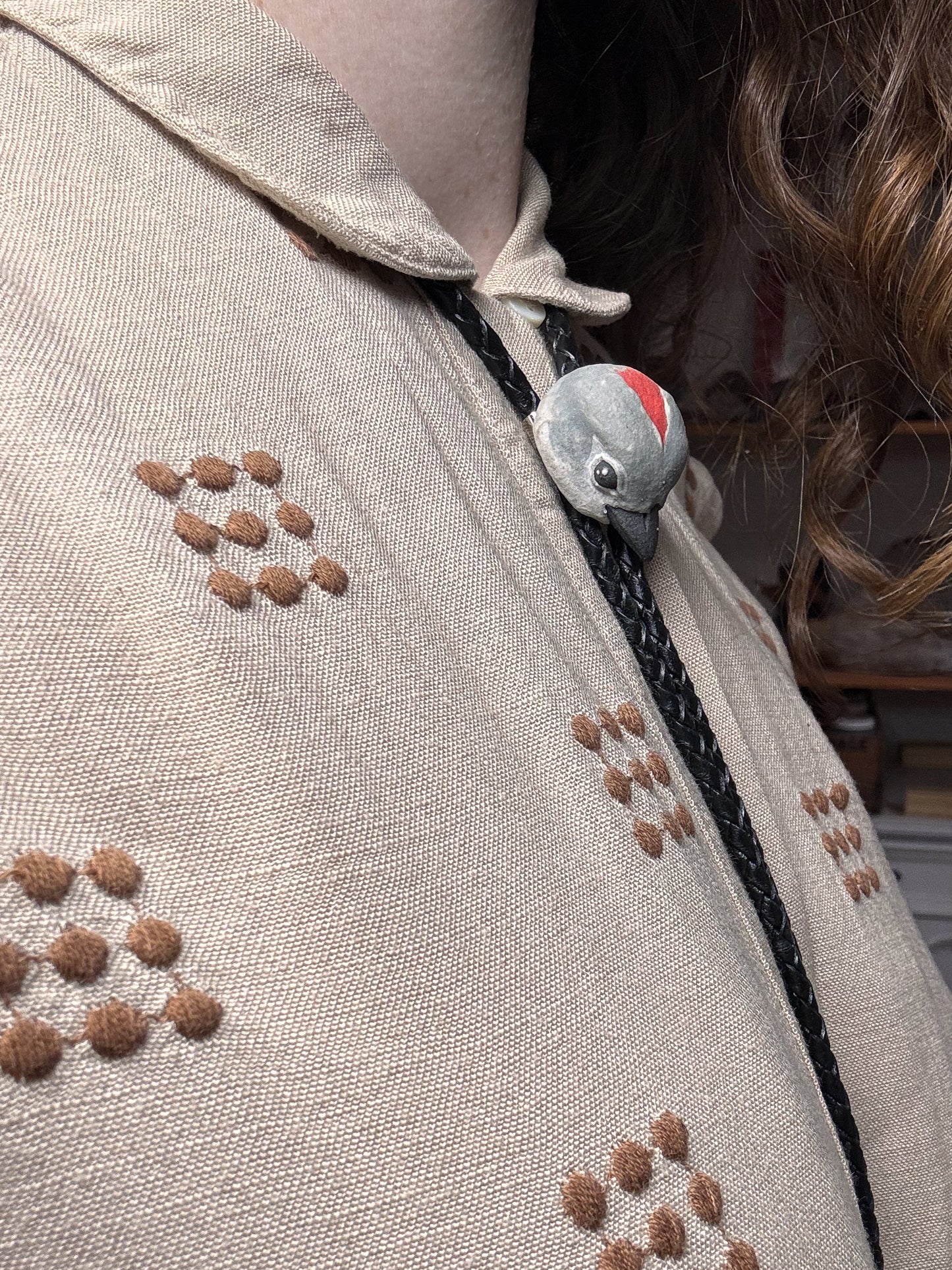 Ruby-Crowned Kinglet Bolo Tie