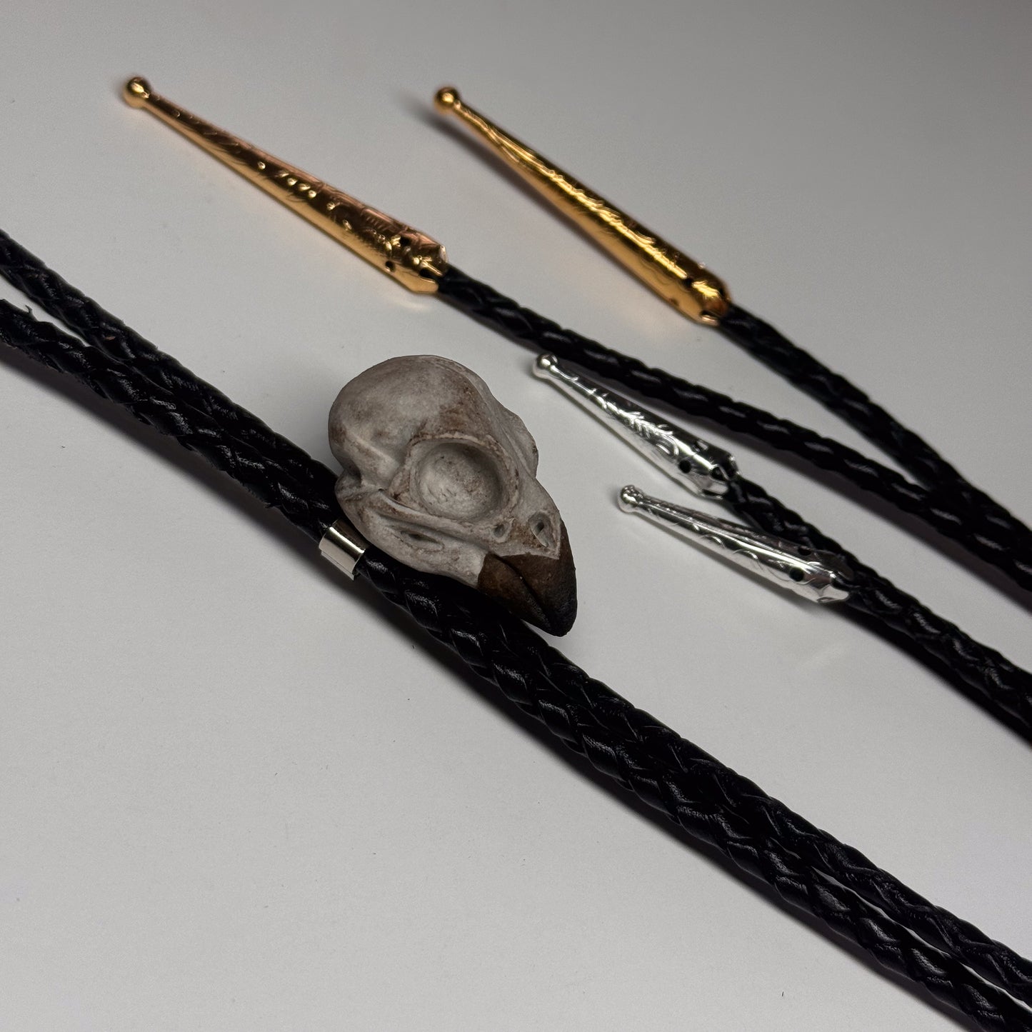 Spotted Towhee Skull Bolo Tie