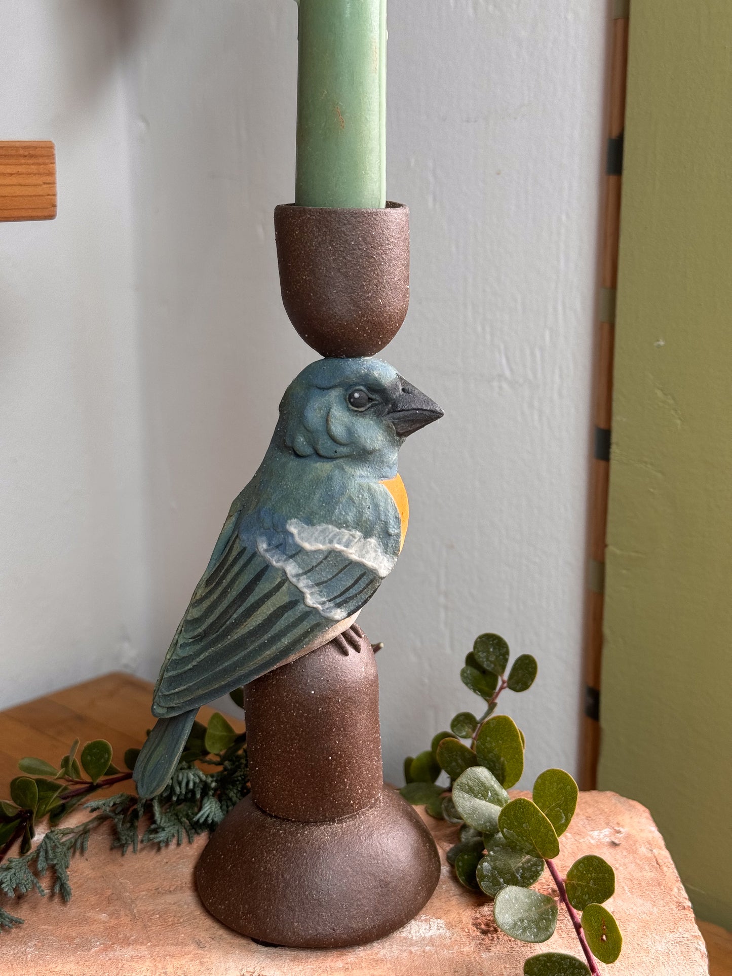 Lazuli Bunting Candlestick