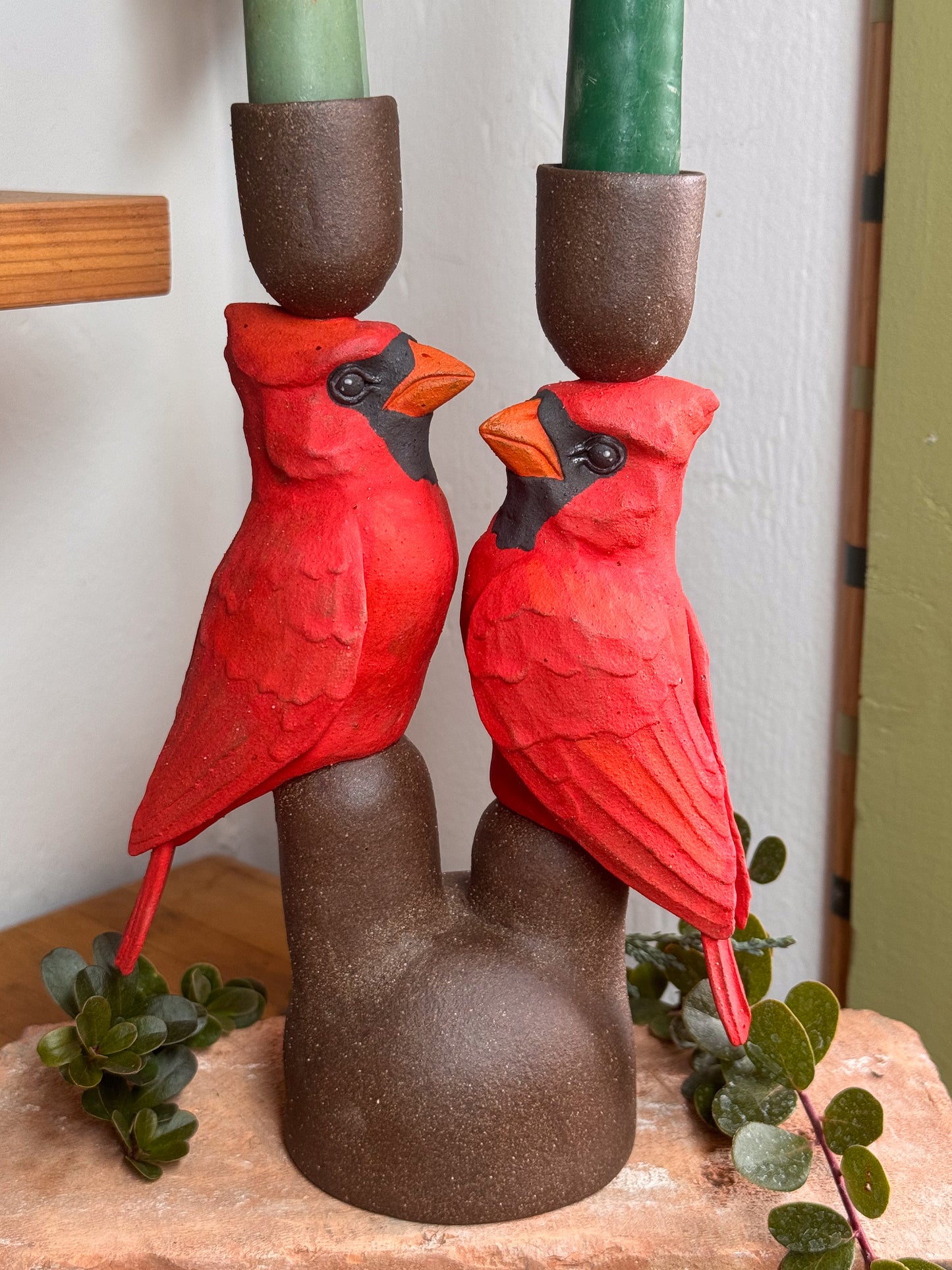 Gay Cardinals Candlestick