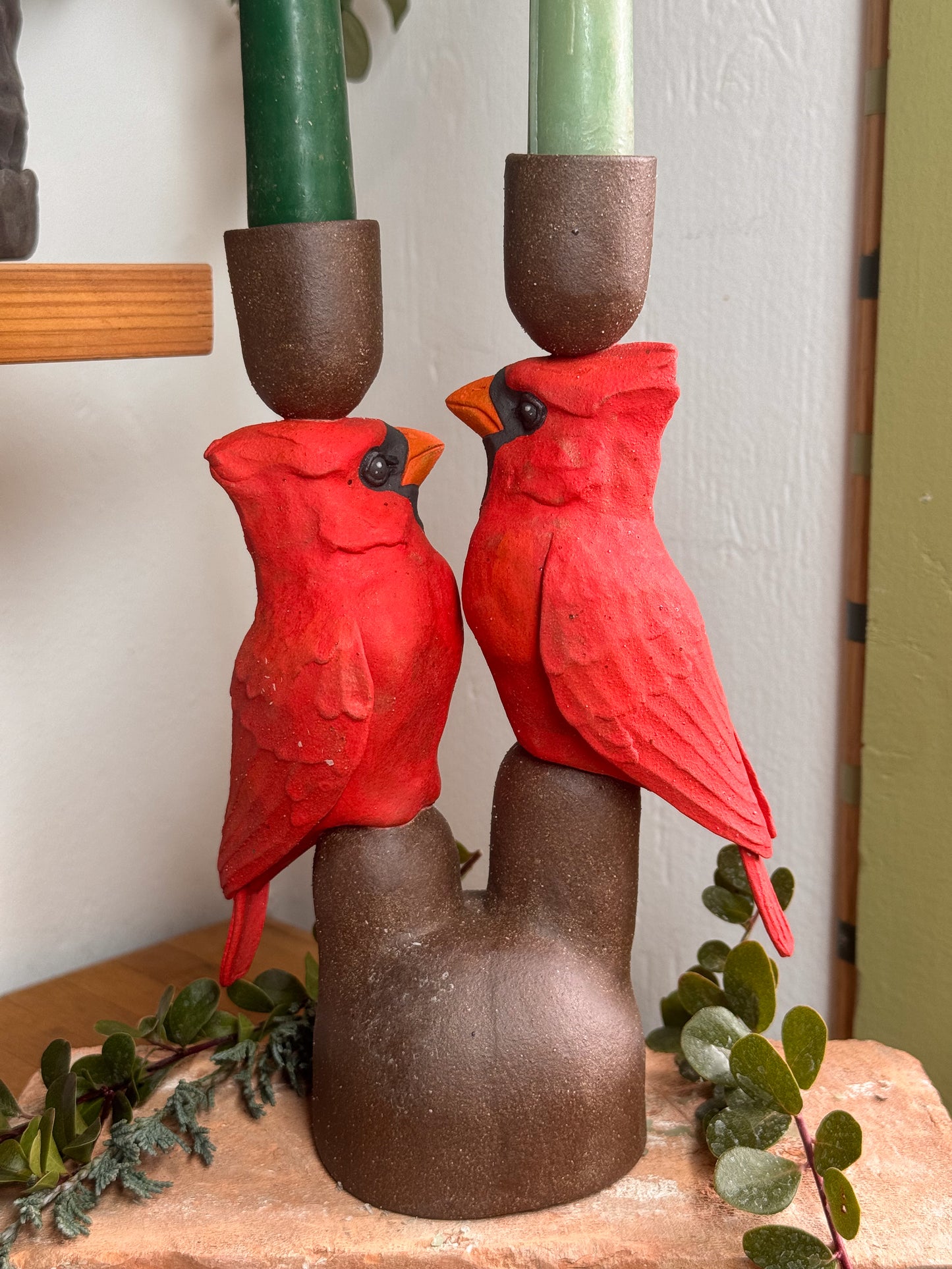 Gay Cardinals Candlestick