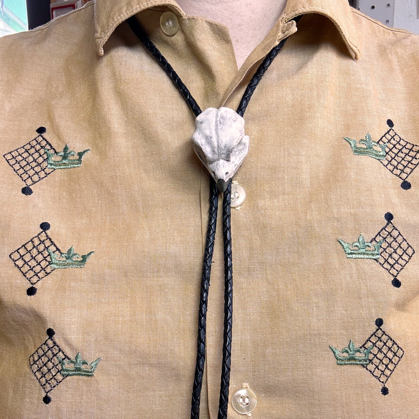 Saw Whet Owl Skull Bolo Tie