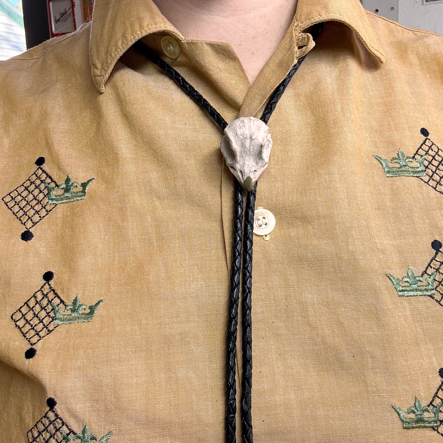 Common Nighthawk Skull Bolo Tie