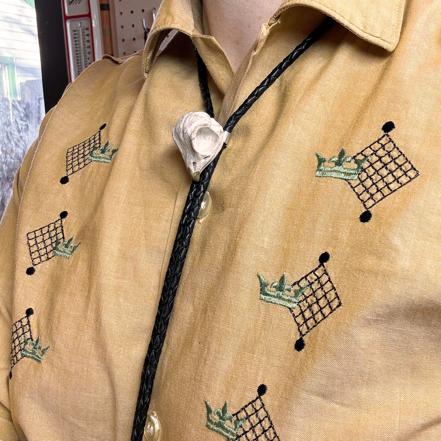 Common Nighthawk Skull Bolo Tie