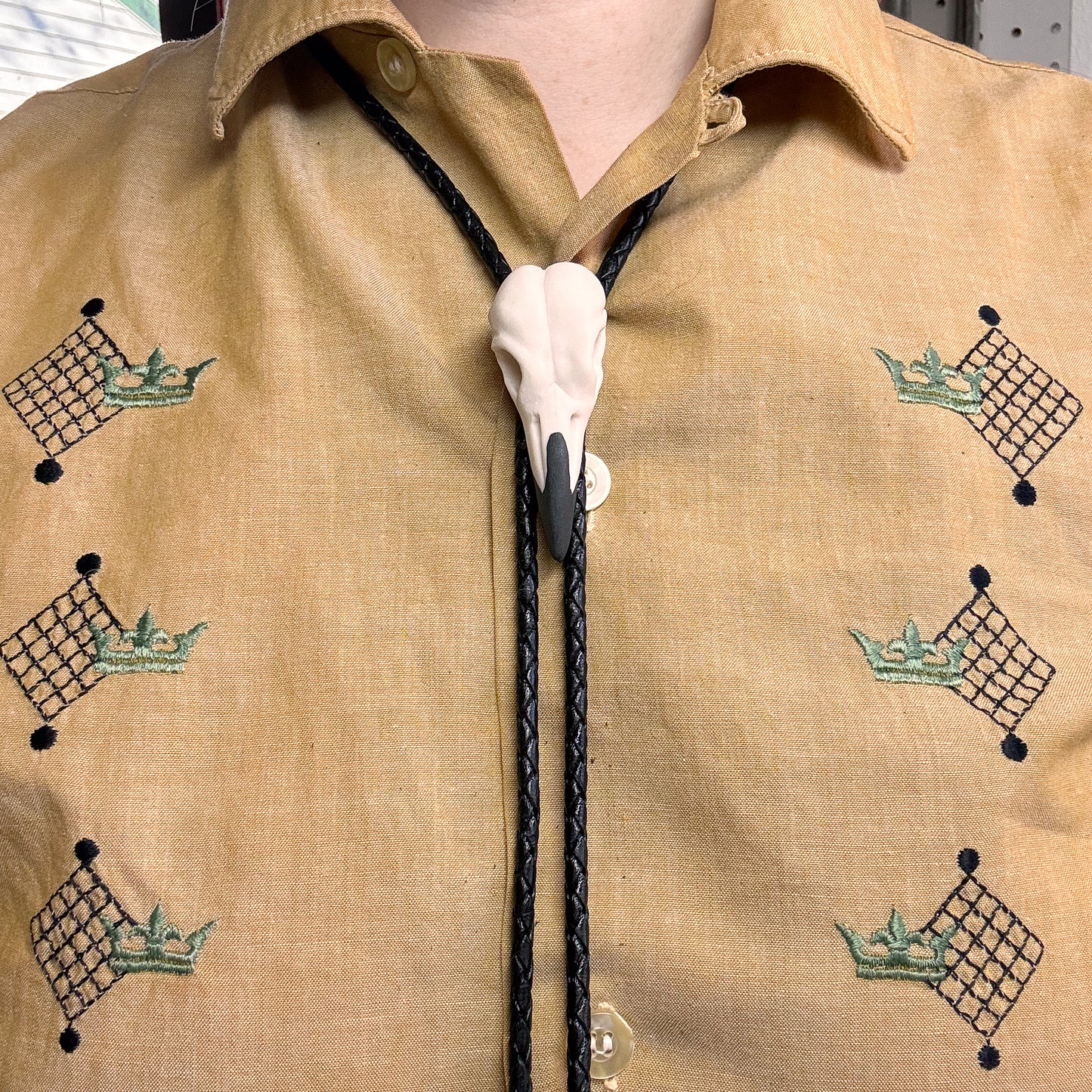 *porcelain*  Northern Flicker Skull Bolo Tie