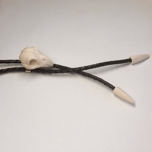 *porcelain*  Grosbeak Skull Bolo Tie